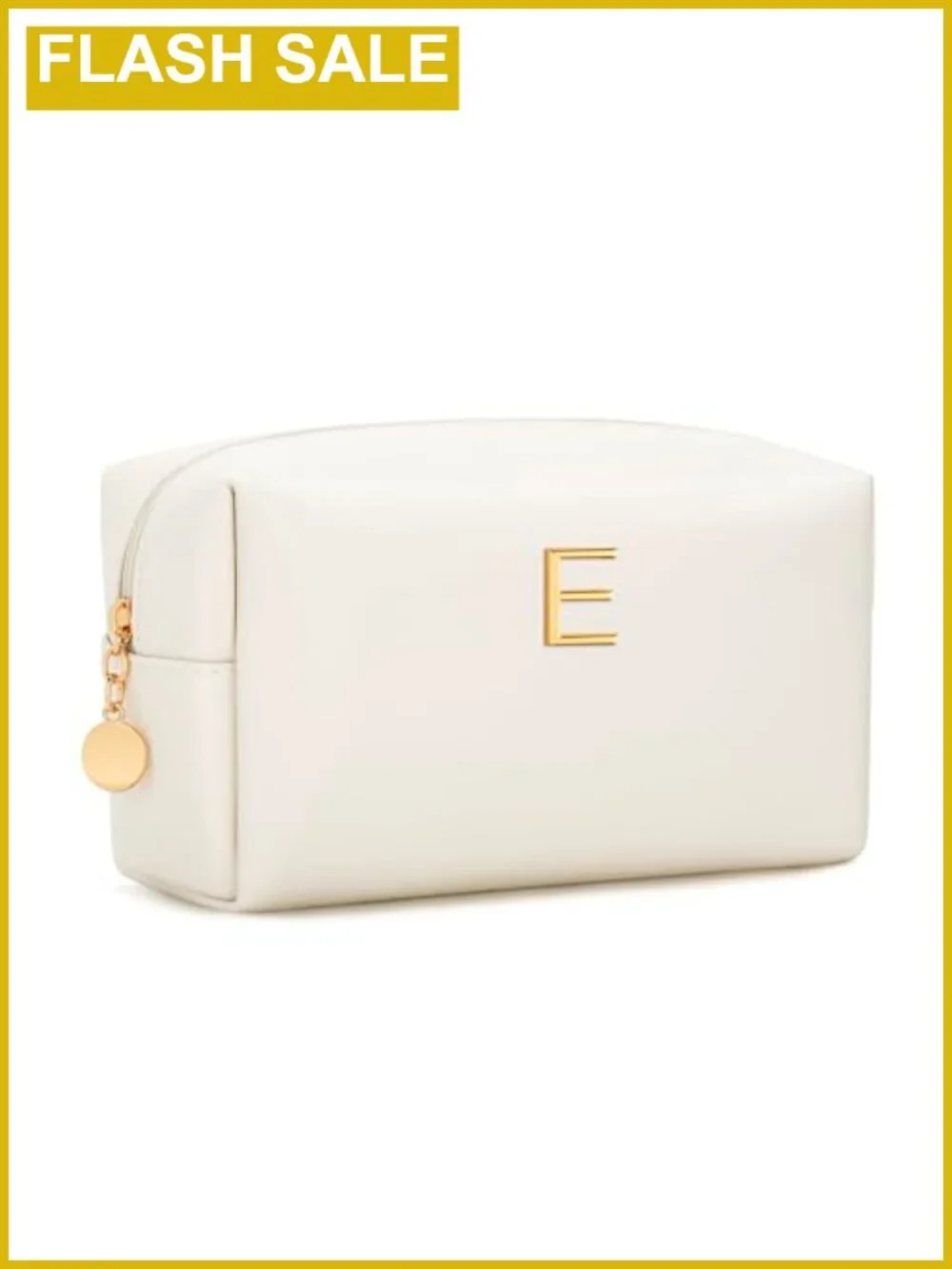 Personalized Initial PU Leather Cosmetic Bag Travel Toiletry Makeup Pouch
